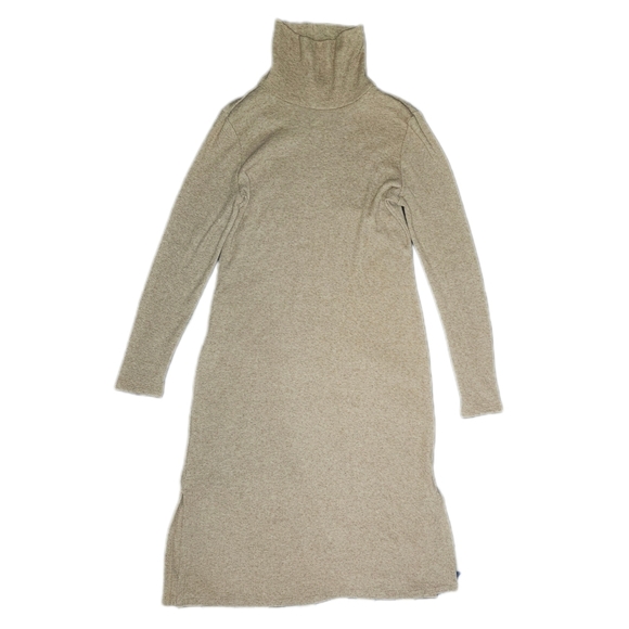 Ann Taylor Tan Ribbed Long Sleeve  Turtleneck Sweater Dress - Picture 1 of 5